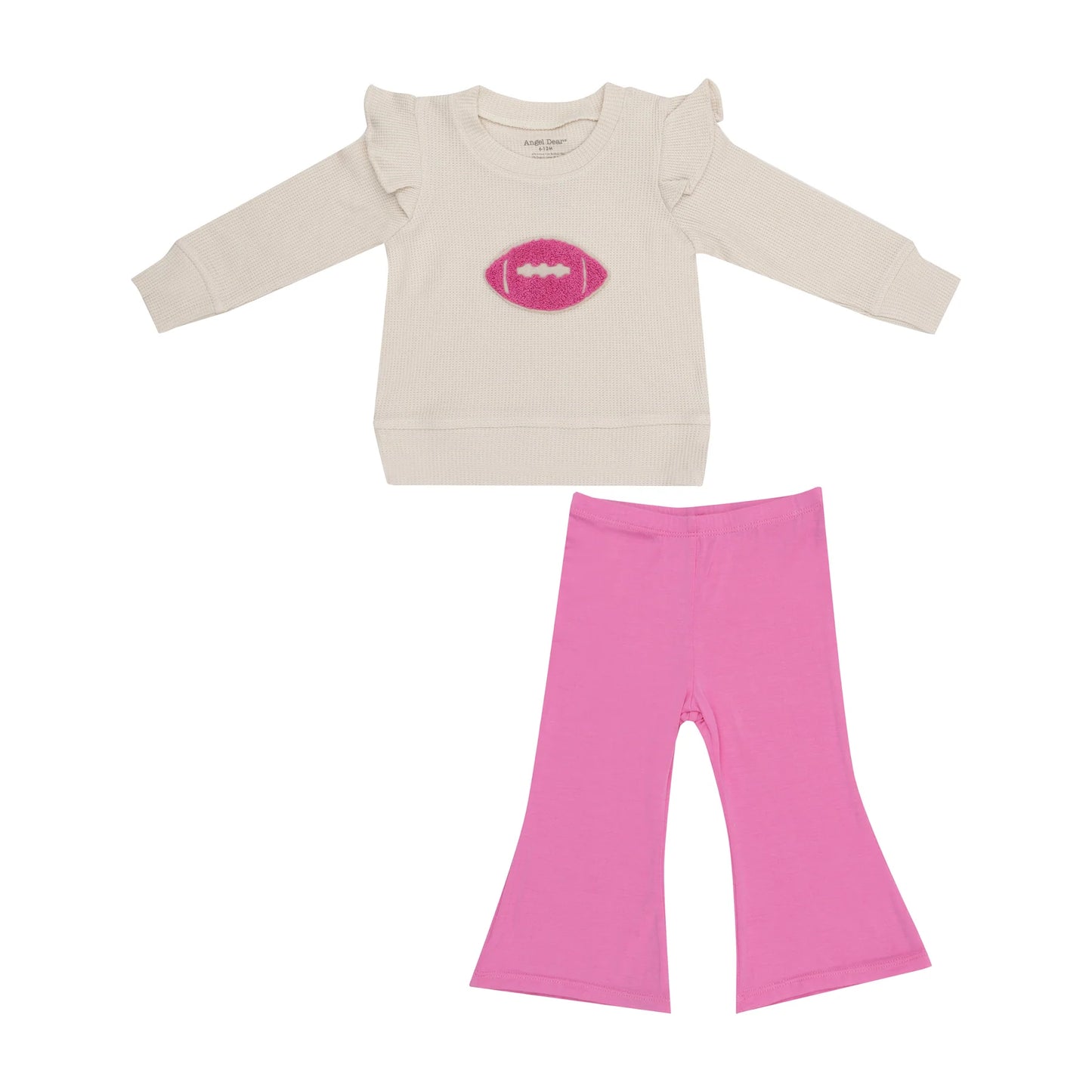 Angel Dear - Football Waffle Sweatshirt/Bell Bottom Pant Set