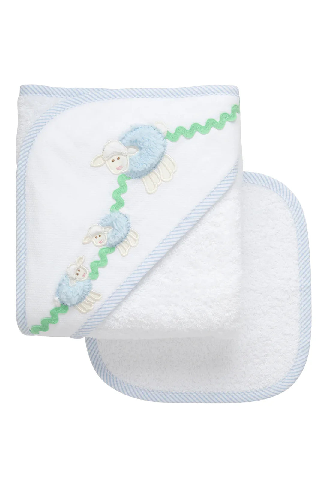 3Marthas | Blue Lamb Hooded Towel & Washcloth Set