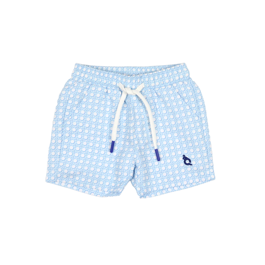 Blue Quail | Blue Cane Lattice Swim Trunks