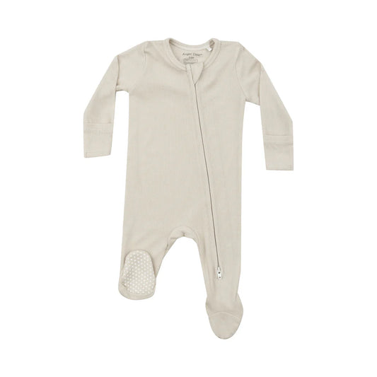 Angel Dear - Ribbed Solid Birch Zipper Footie