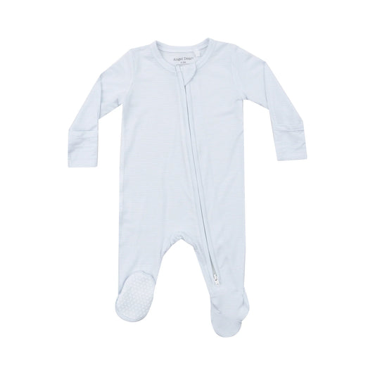 Angel Dear - Light Blue Stripe Zipper Footie