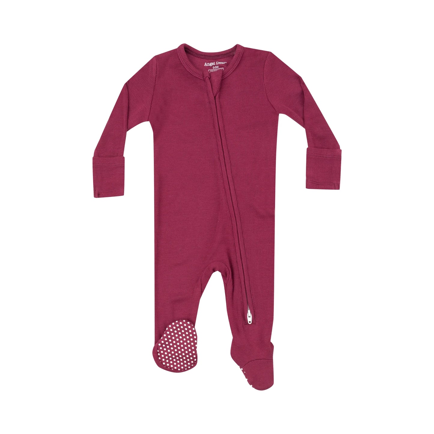 Angel Dear - Ribbed Rose Bud Zipper Footie