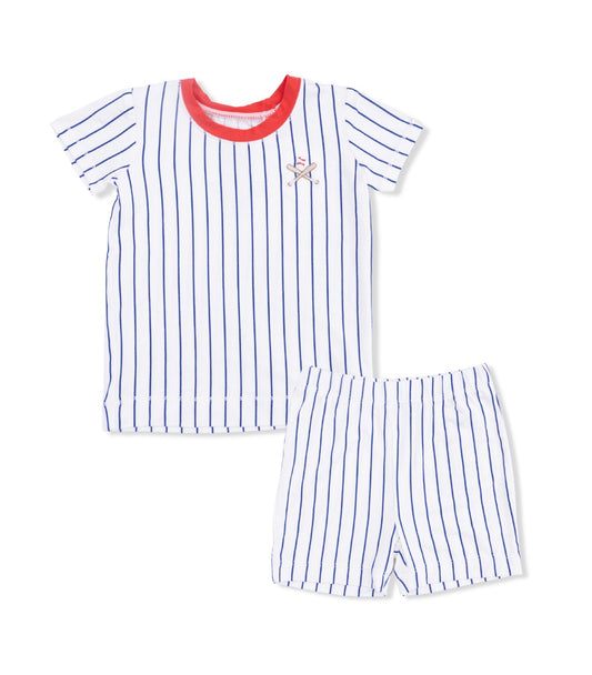 Angel Dear | Baseball Stripe Loungewear Short Set
