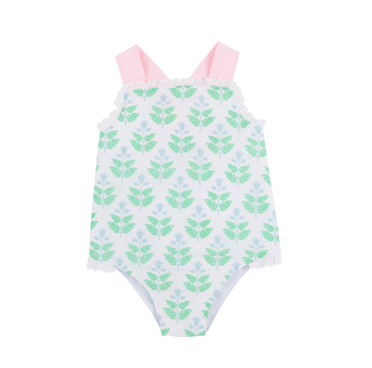 TBBC-Sisi Sunsuit Hanover Handblock/palm beach pink trim