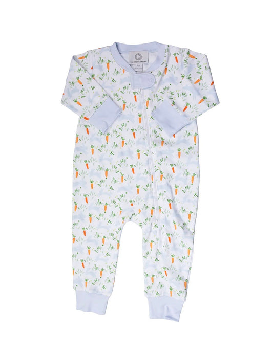 Proper Peony | Peeps Blue Zipper Romper