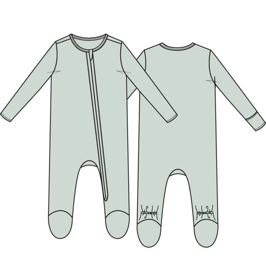 Angel Dear | Solid Milky Green 2 Way Zipper Footie