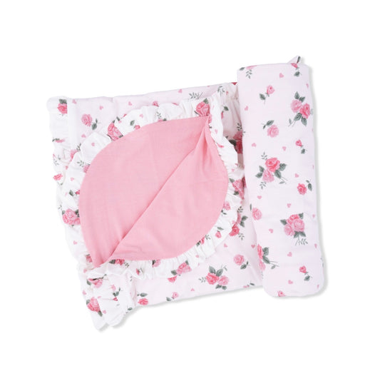 Angel Dear | Pink Rosette Ruffle Blanket