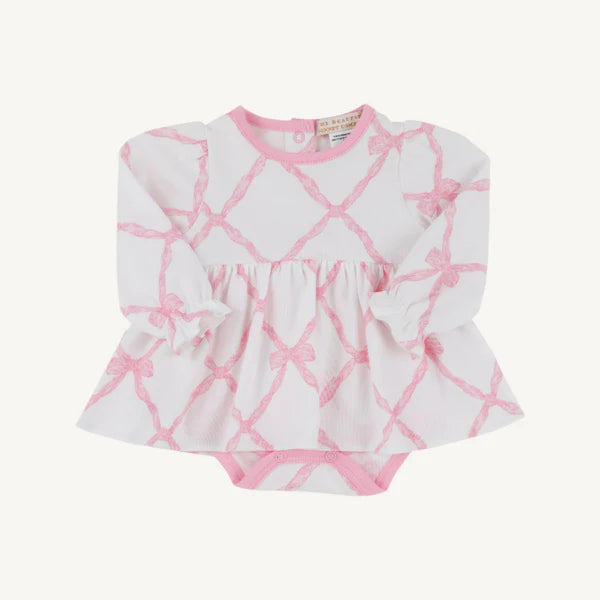 TBBC | LS Daisy Diaper Cover Dress - Belle Meade Bow/Pier Party Pink