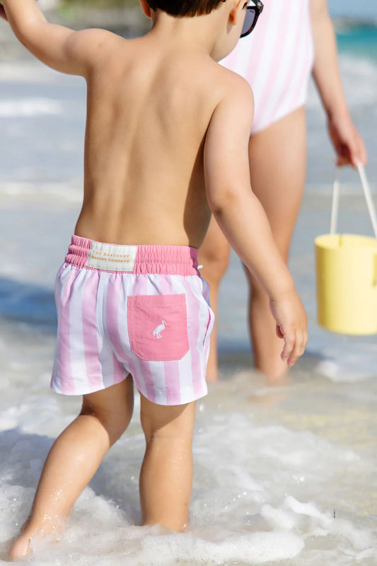 TBBC - Turtle Bay Swim Trunks Caicos Cabana Stripe/Hamptons Hot Pink