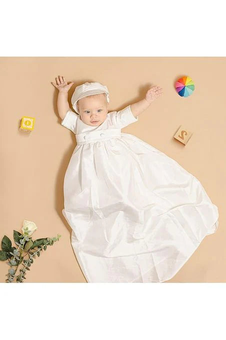 Carriage Boutique - Boys Satin White Long Gown