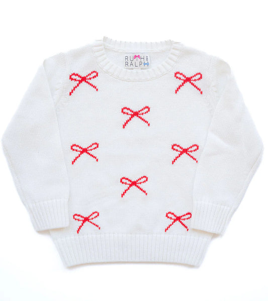 Ruth & Ralph | Red/White Bows Sweater