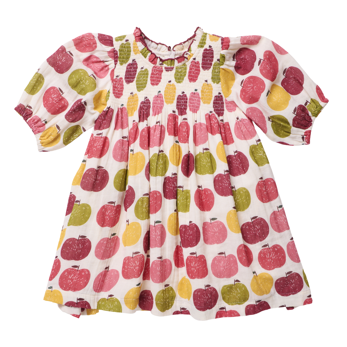 Pink Chicken | Girls Puff Sleeve Stevie - Pink Delicious Apples