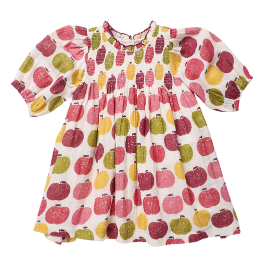 Pink Chicken | Girls Puff Sleeve Stevie - Pink Delicious Apples