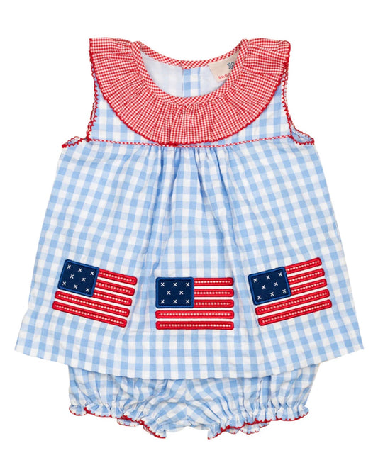 Smockingbird | American Flag Applique Bloomer Set