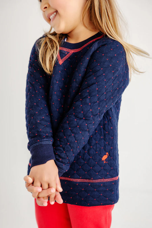 TBBC - Cassidy Comfy Crewneck Quilted Nantucket Navy/Red