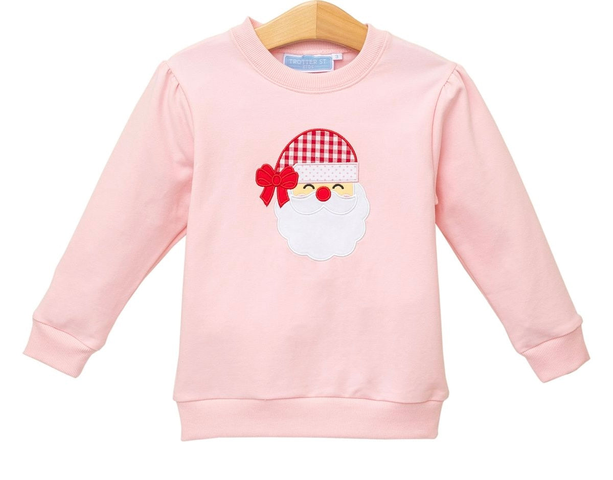 Trotter Street | Light Pink Santa Pullover