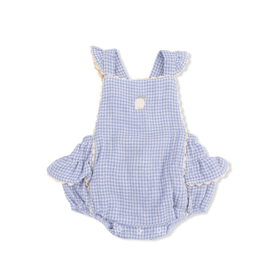 Angel Dear | Micro Gingham Blue Blizzard Ruffle Sunsuit