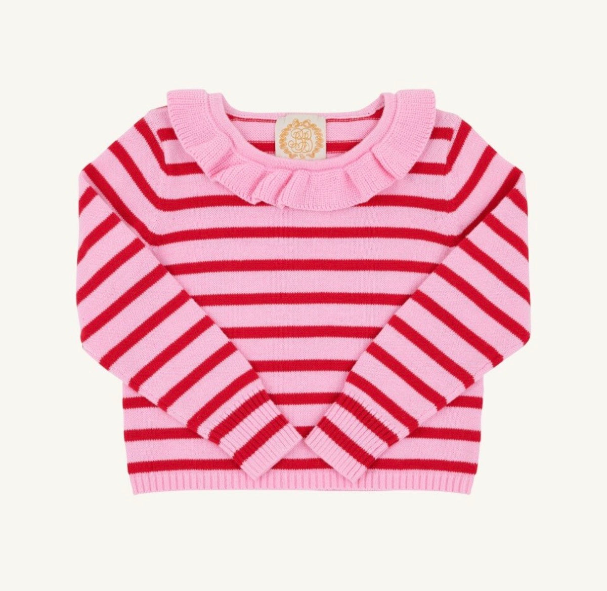 TBBC | Reece Ruffle Sweater - Richmond Red/Pier Party Pink Stripe