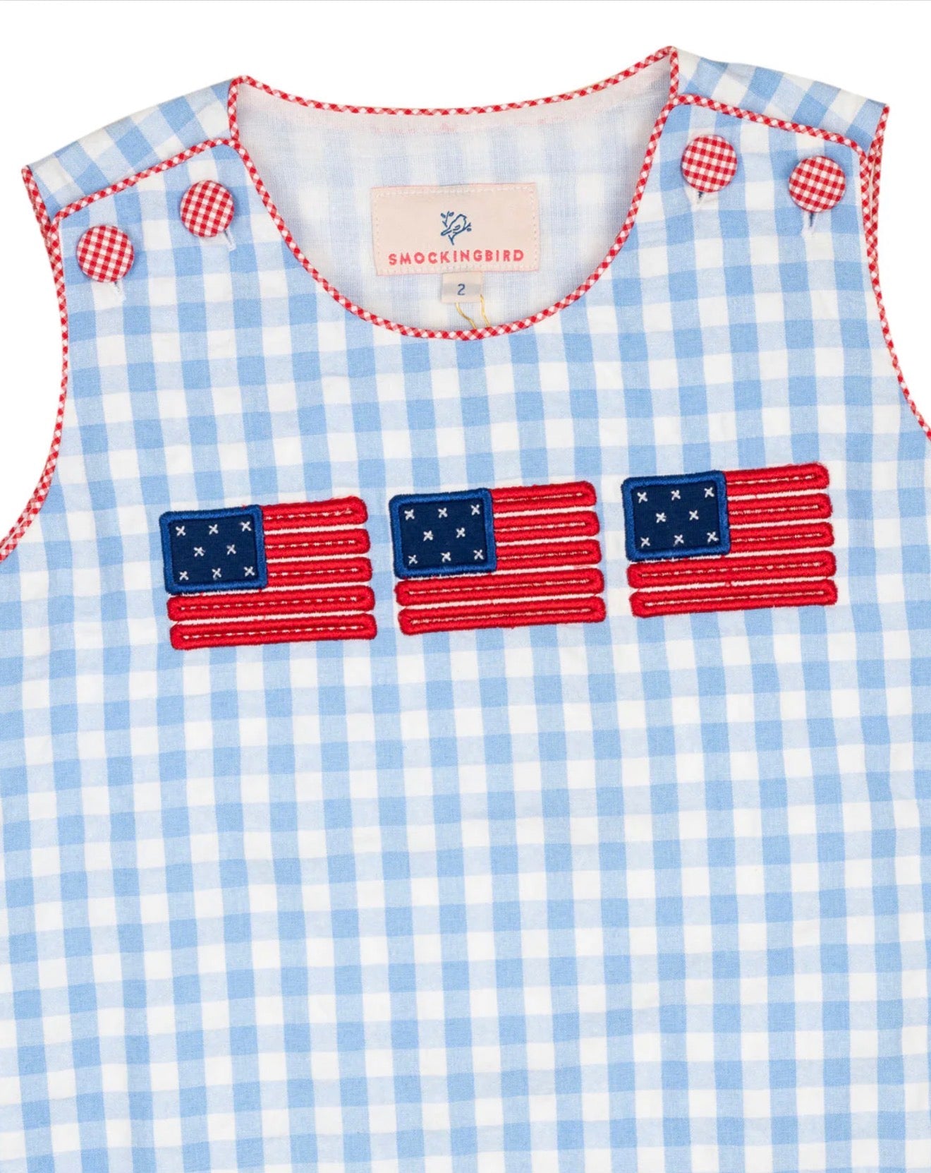 Smockingbird | American Flag Applique Shortall