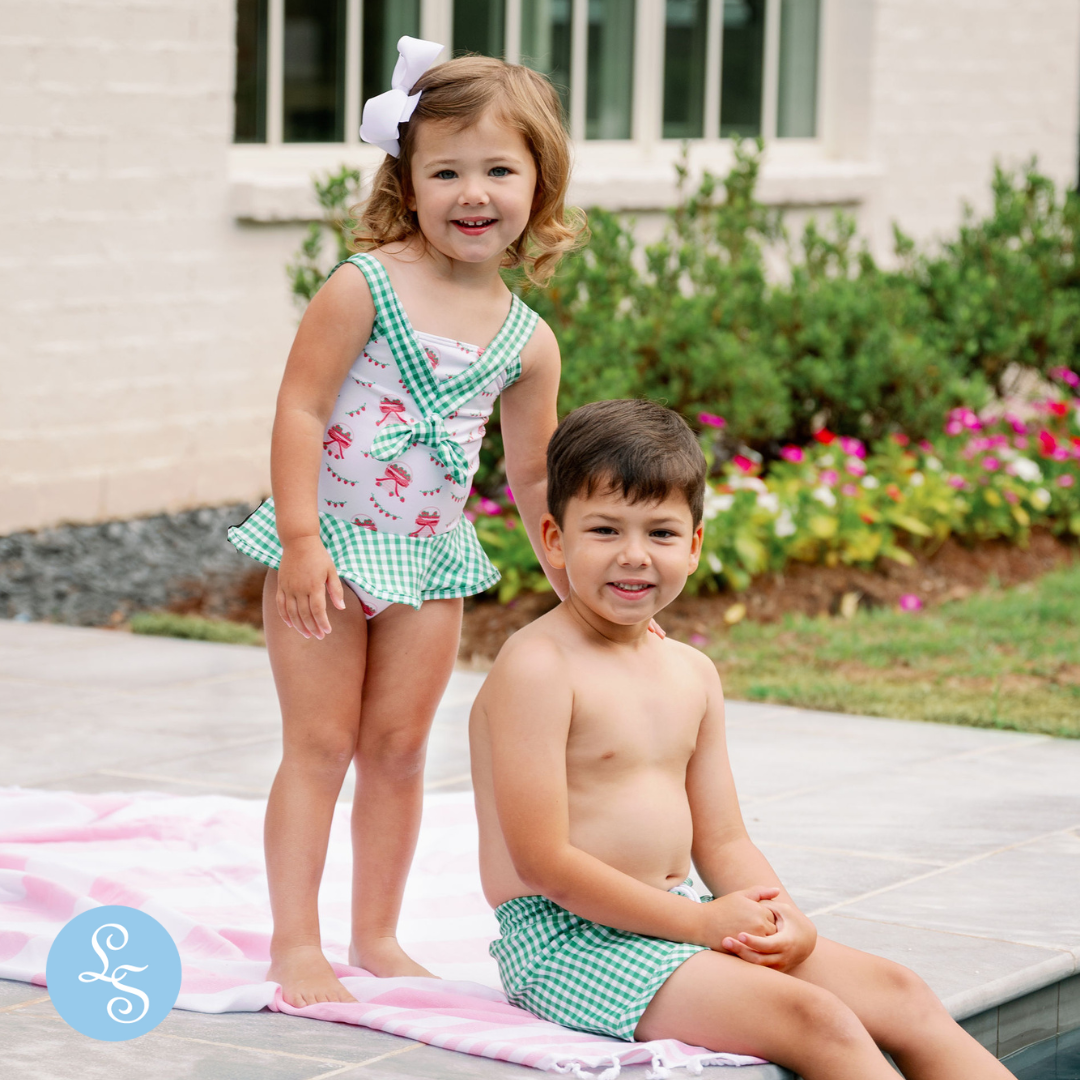 Lullaby Set - Barnes Bathing Suit Augusta Green Check