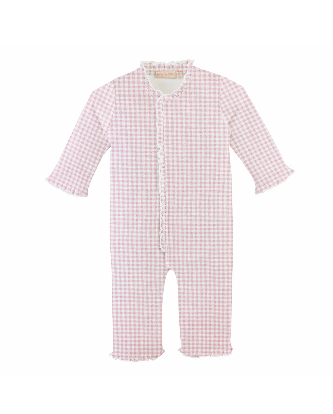 Baby Club Chic | Pink Mini Checks Ruffle Coverall