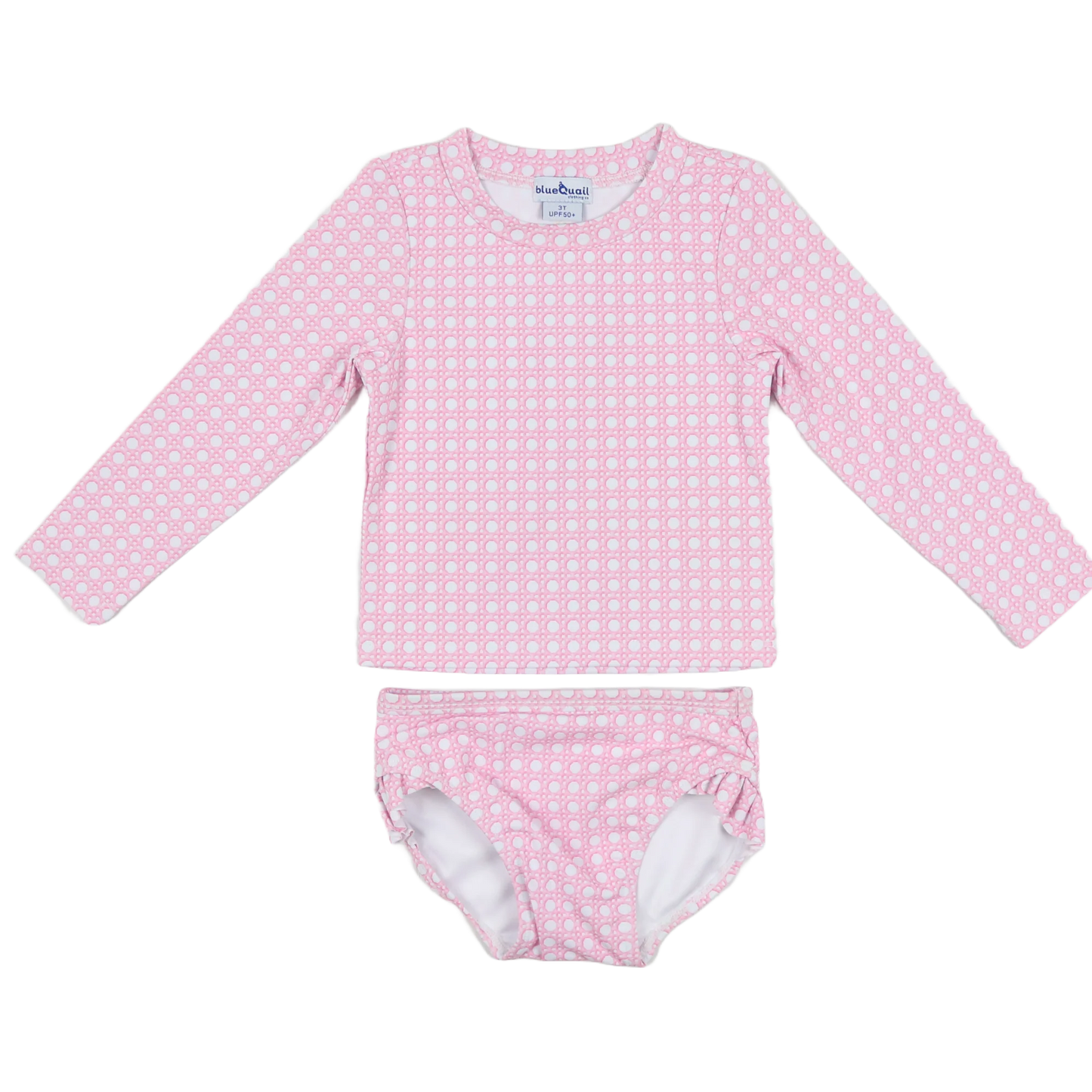 Blue Quail | Pink Cane Lattice Girls' Swimsuit
