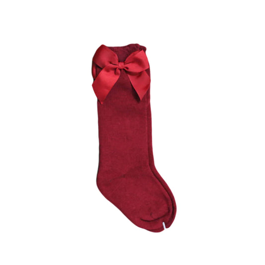 Be Girl | Bow Happy Knee Socks - Cranberry