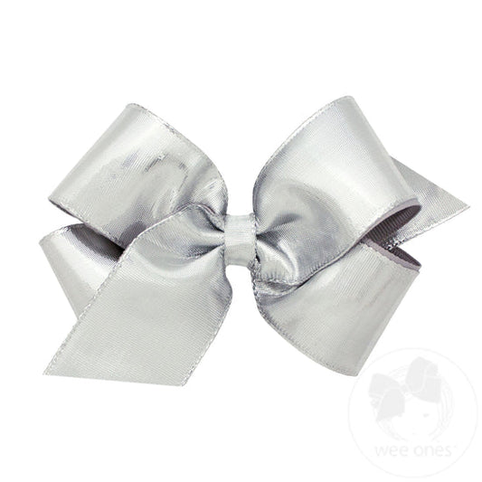 Wee Ones-Med silver metallic bow