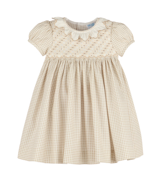 Luli & Me - Cottagecore Beige Smock Dress