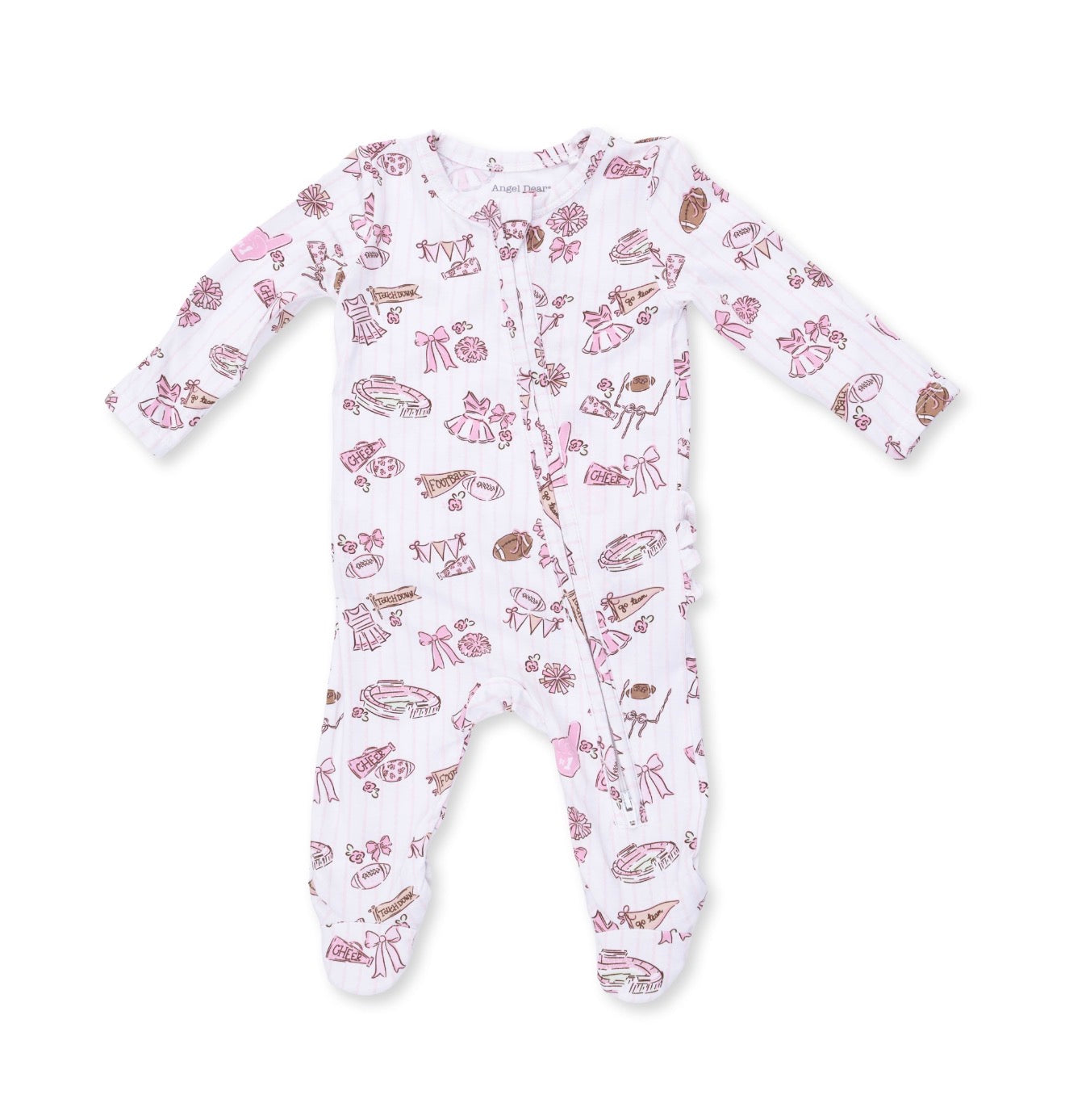 Angel Dear | Football Cheer Nursery 2 Way Zipper Ruffle Footie