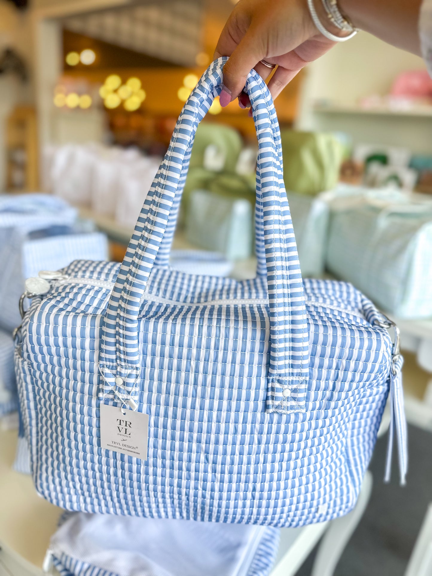TRVL | Quilted Stroller Bag - Pimlico Stripe Chambray