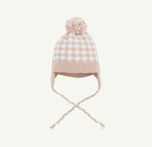 TBBC | Parrish Pom Pom Hat - Light Khaki Gingham