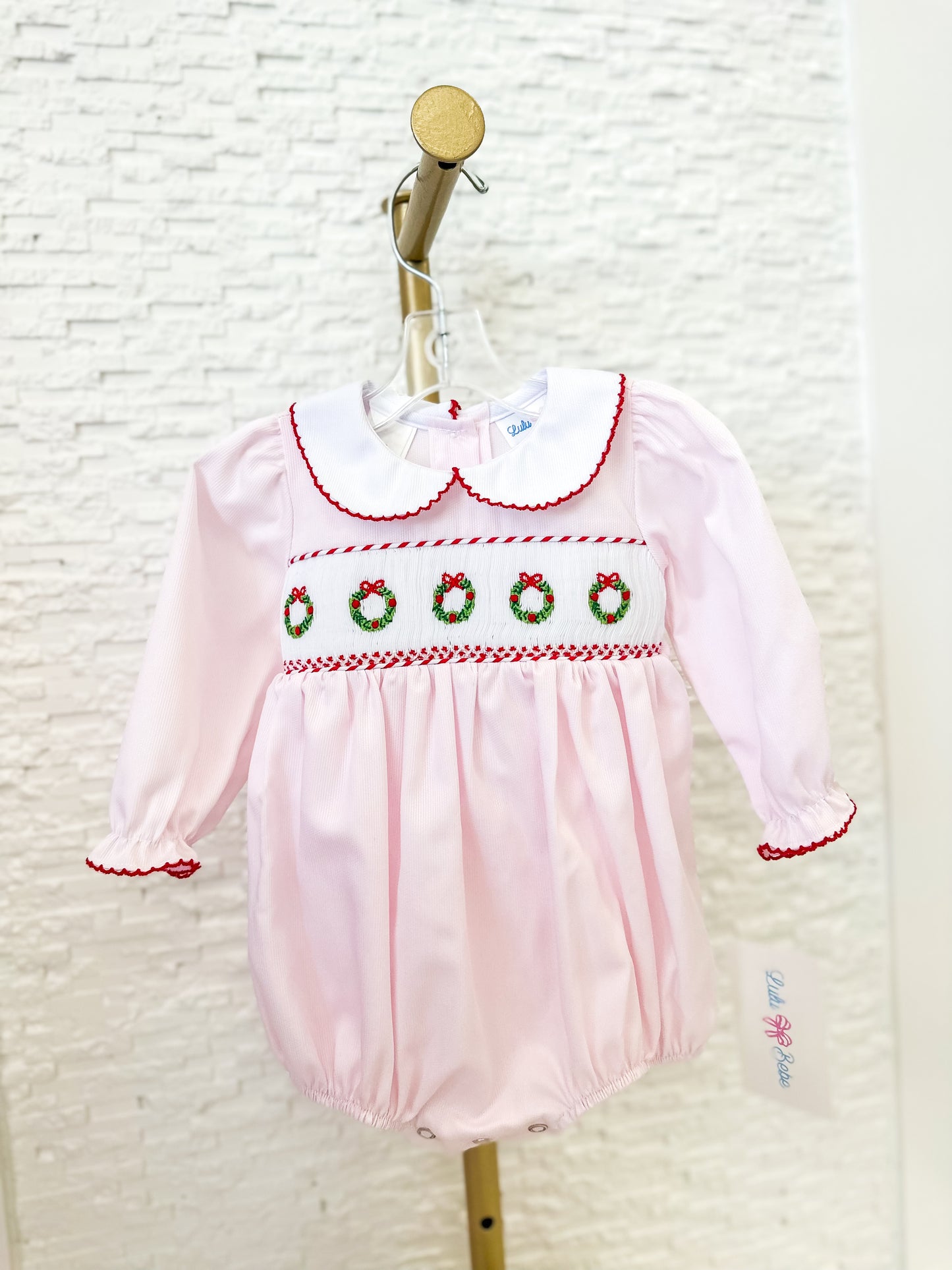 Lulu Bebe | Wreath Smocked Christmas Bubble