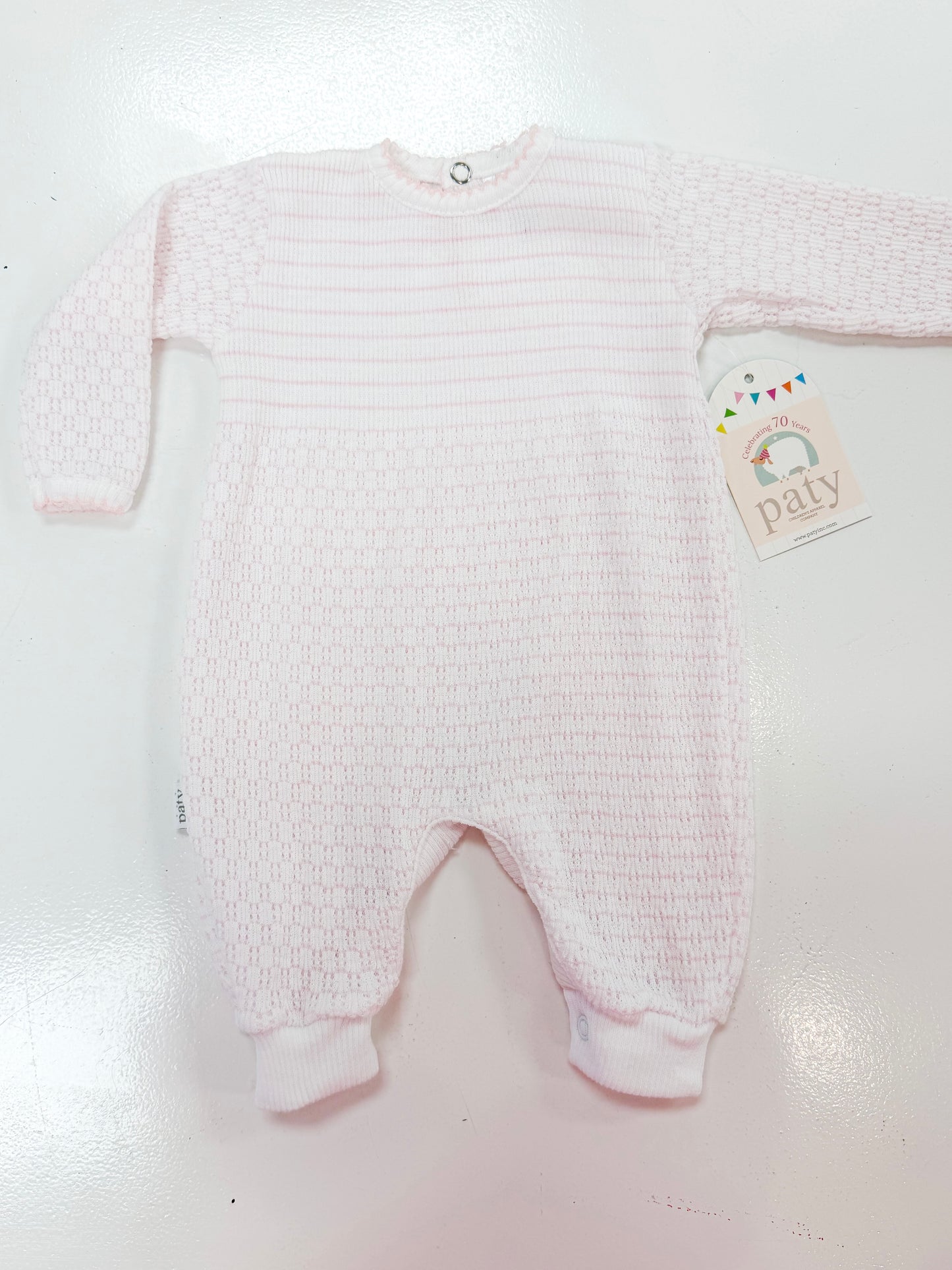 Paty | LS Pinstripe Romper - Pink