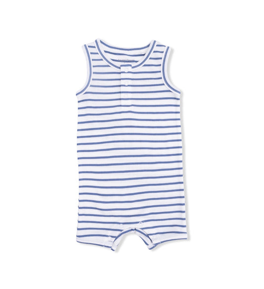 Angel Dear | Navy Stripe Henley Shortie Romper