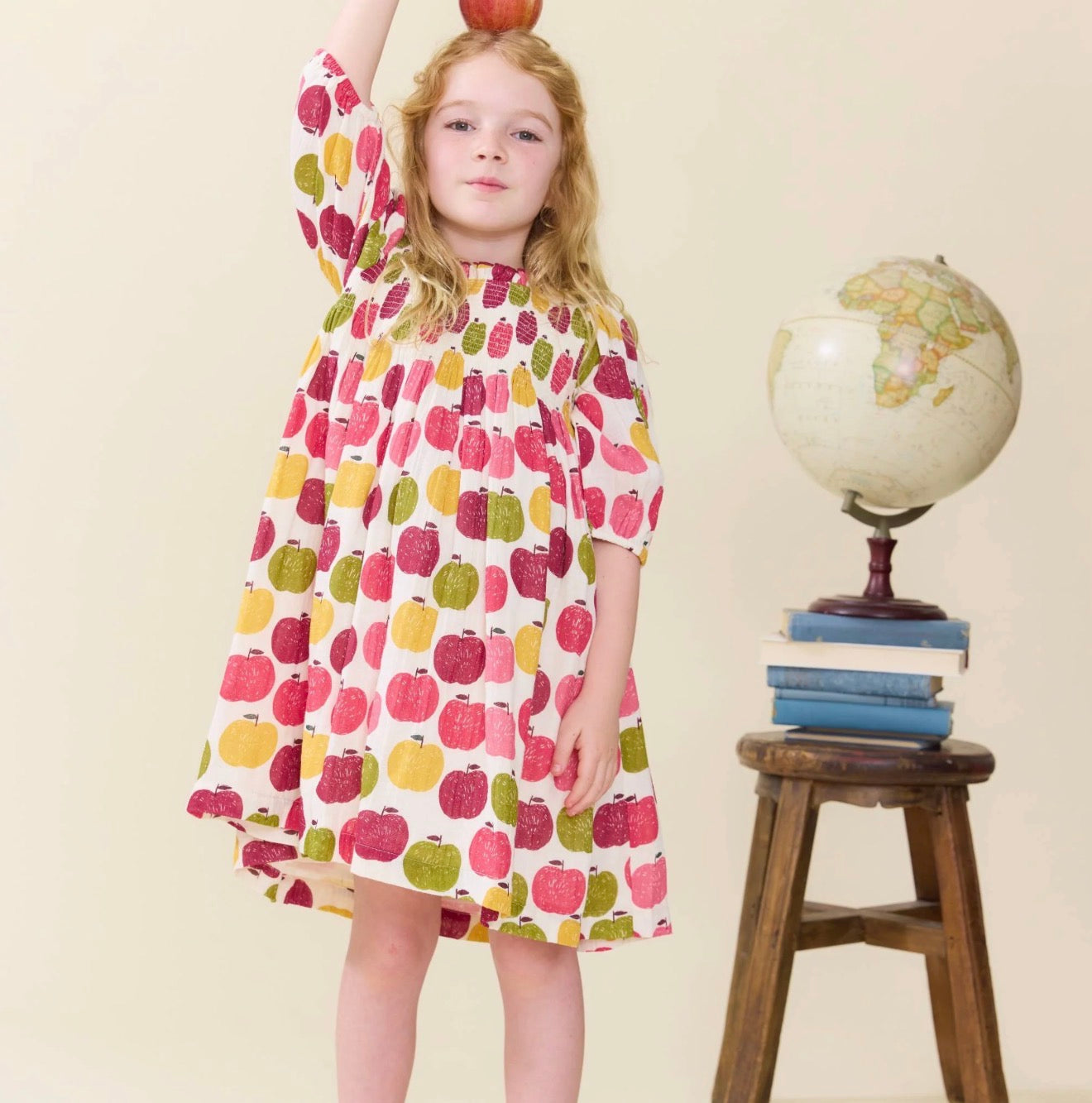 Pink Chicken | Girls Puff Sleeve Stevie - Pink Delicious Apples