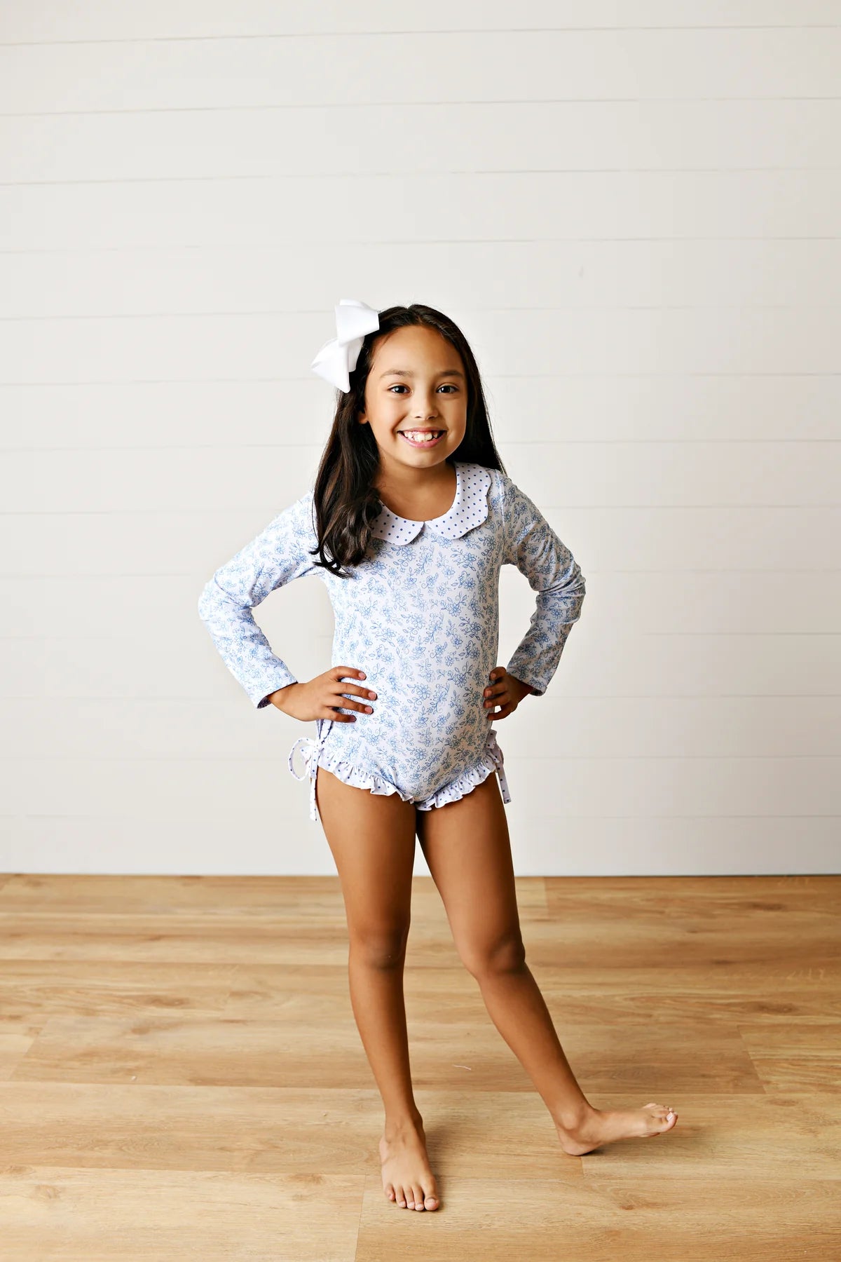 Swoon | Blue Floral Rashguard One Piece Swimsuit