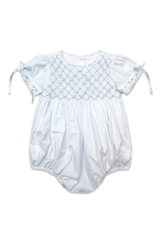Percy & Tyne | Heirloom Bubble - White Batiste/Blue Smocking