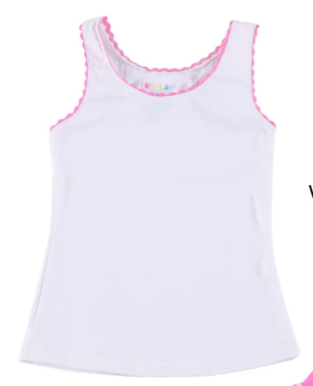 Poppyland | Tally Tank - White, Haute Pink Ric Rac