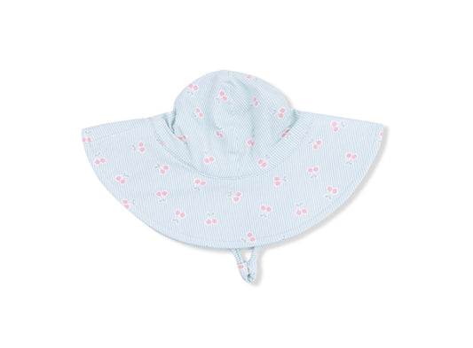 Angel Dear | Tiny Cherry Stripe Wide Brim Sun Hat