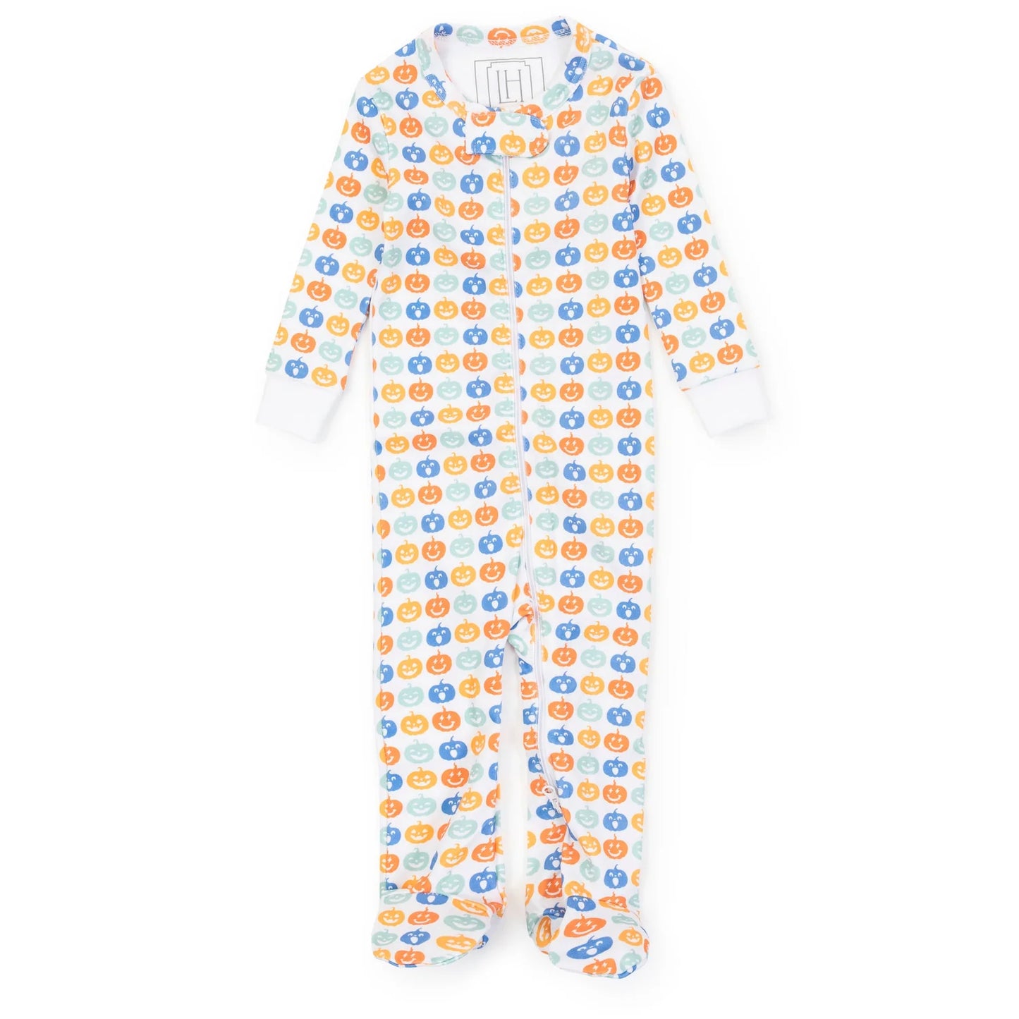 Lila & Hayes | Parker Boys' Zipper Pajama - Preppy Pumpkins Cool