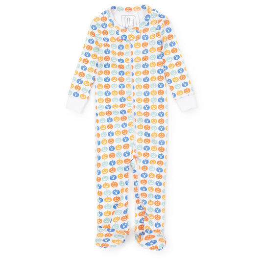 Lila & Hayes | Parker Boys' Zipper Pajama - Preppy Pumpkins Cool