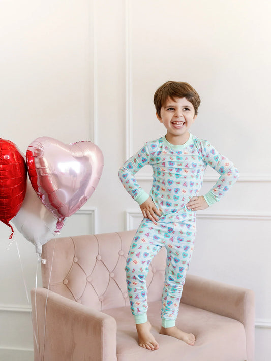 Poppy Kids | Blue Convo Heart Pajama Set