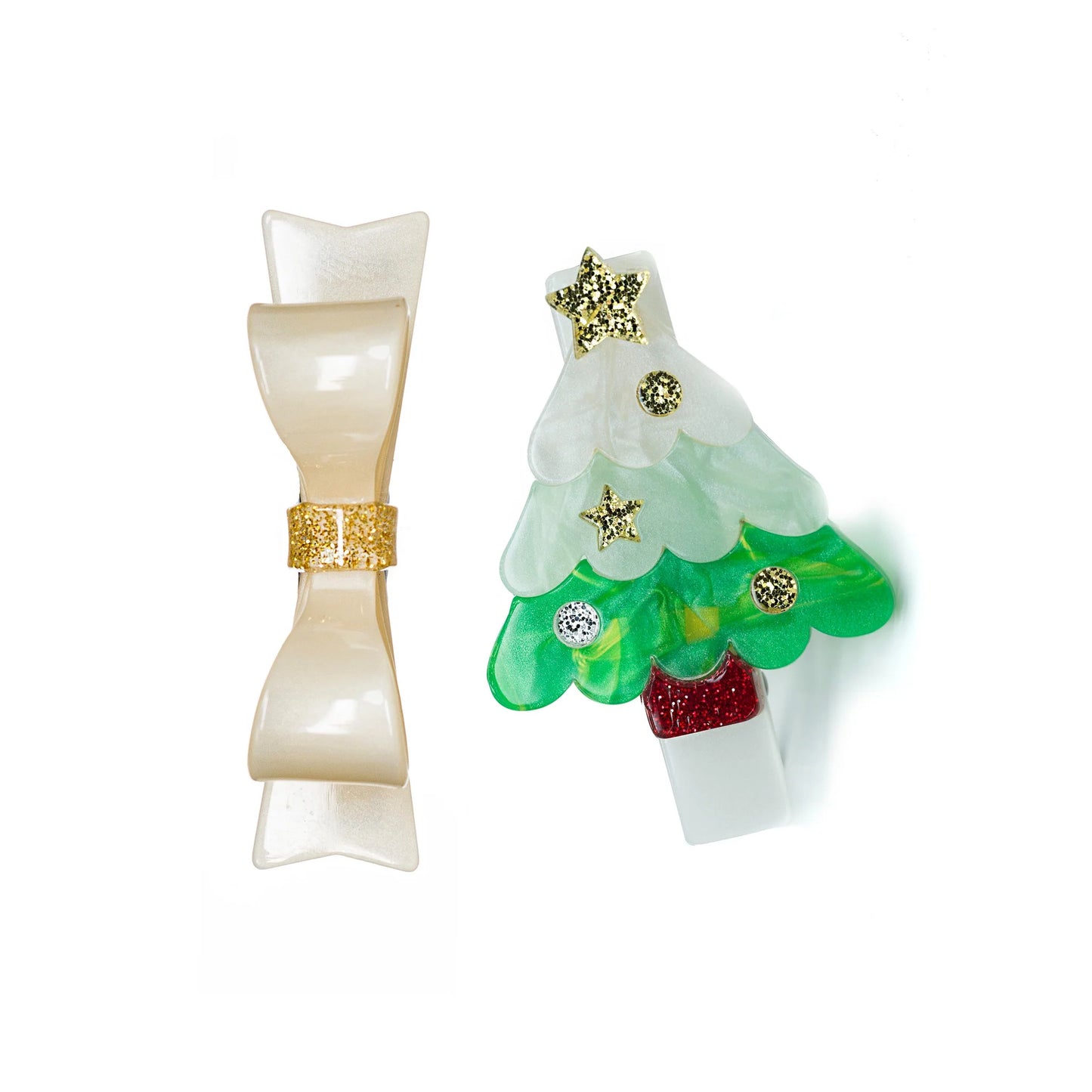 Lilies & Roses - Christmas Tree Mint & Bowtie Alligator Clips