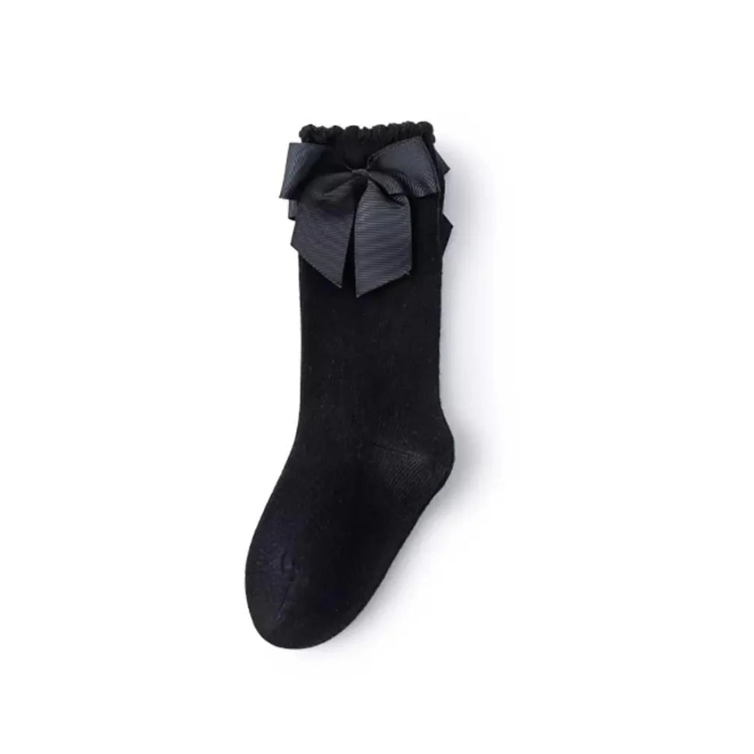 Be Girl | Bow Happy Knee Socks - Black