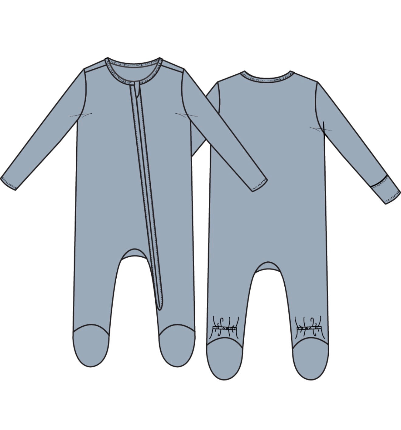 Angel Dear | Solid Blue Fog 2 Way Zipper Footie