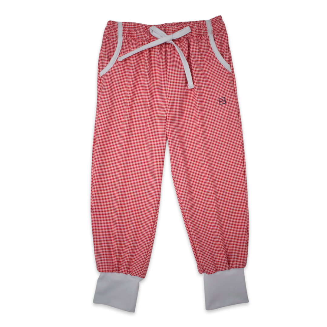 SET Athleisure - Aiden Pant Red MiniGingham/White Trim