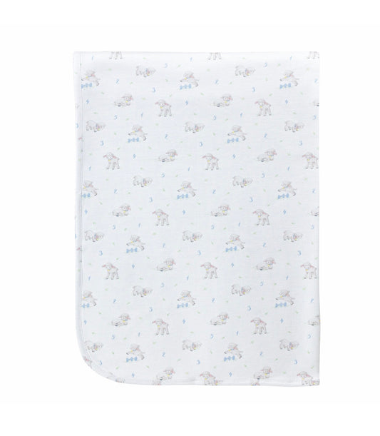 Baby Club Chic | Tiny Baby Sheep Blue Receiving Blanket
