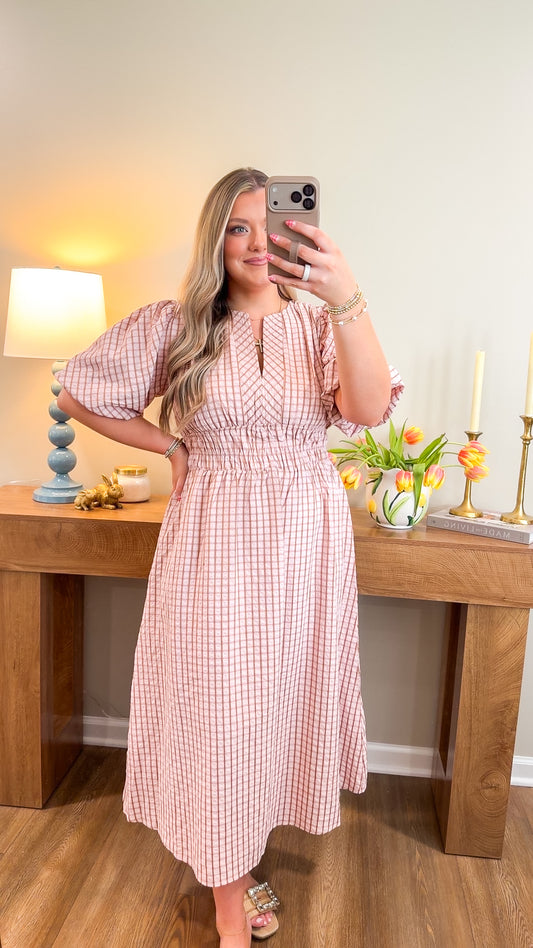 Hazel Gingham Midi Dress