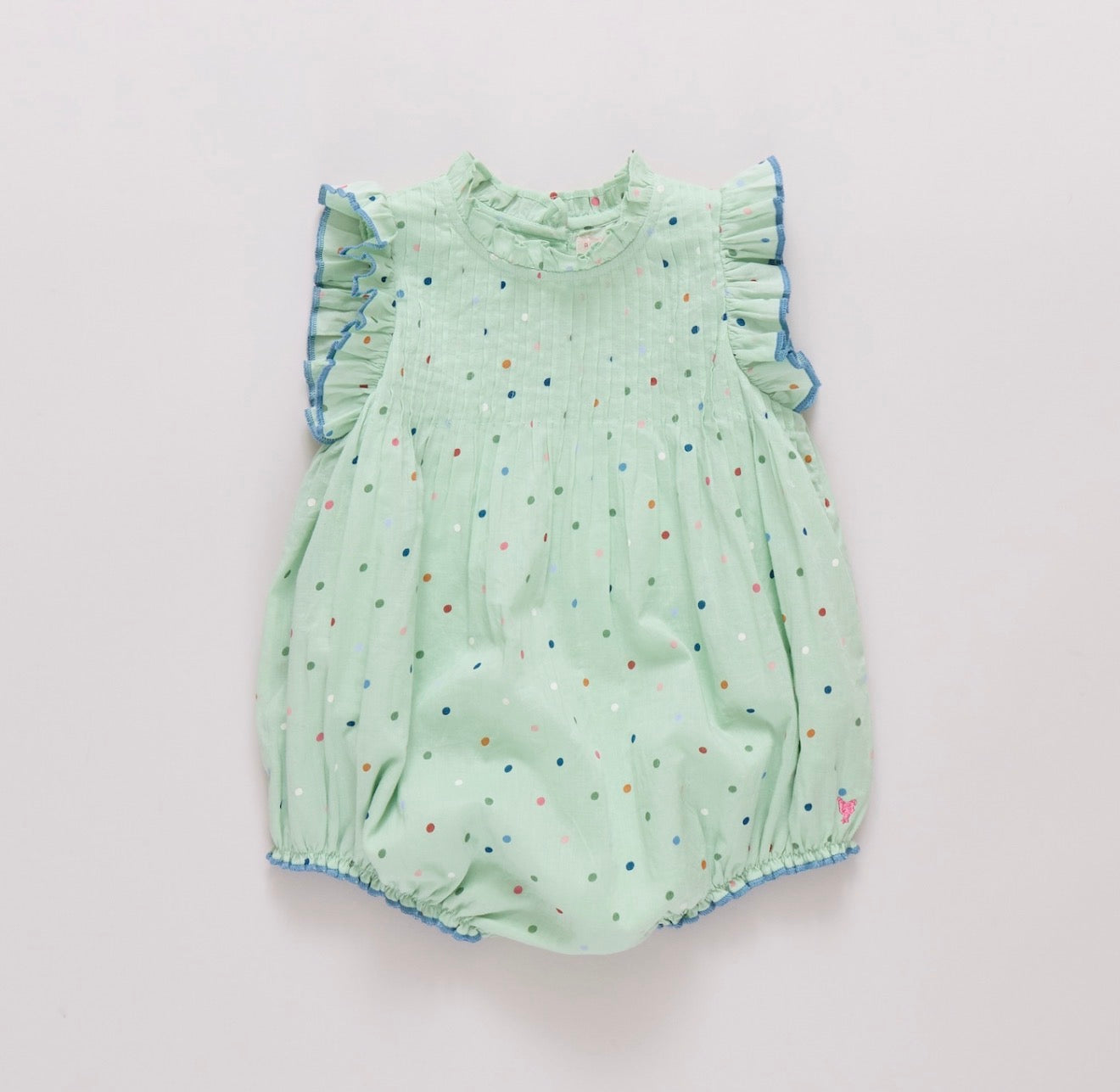 Pink Chicken | Baby Girl Jaipur Bubble - Pastel Green Polka Dot